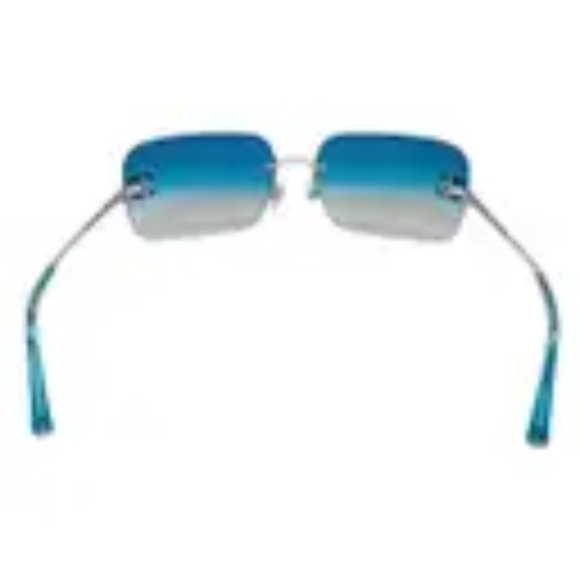 Vintage Y2K Chanel Sunglasses Rhinestone Crystal CC Logo Rimless Gradient Blue - Picture 9 of 11